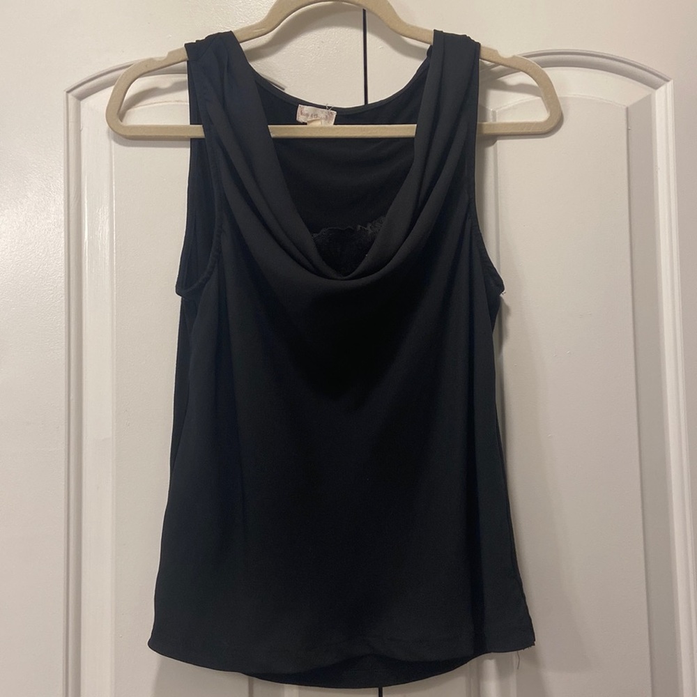 Scoop drape neck lace detail tank.